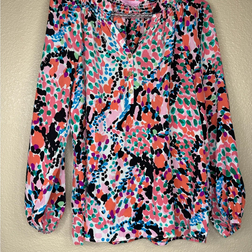 Lilly Pulitzer Pink and Blue Abstract Blouse - Picture 2 of 8